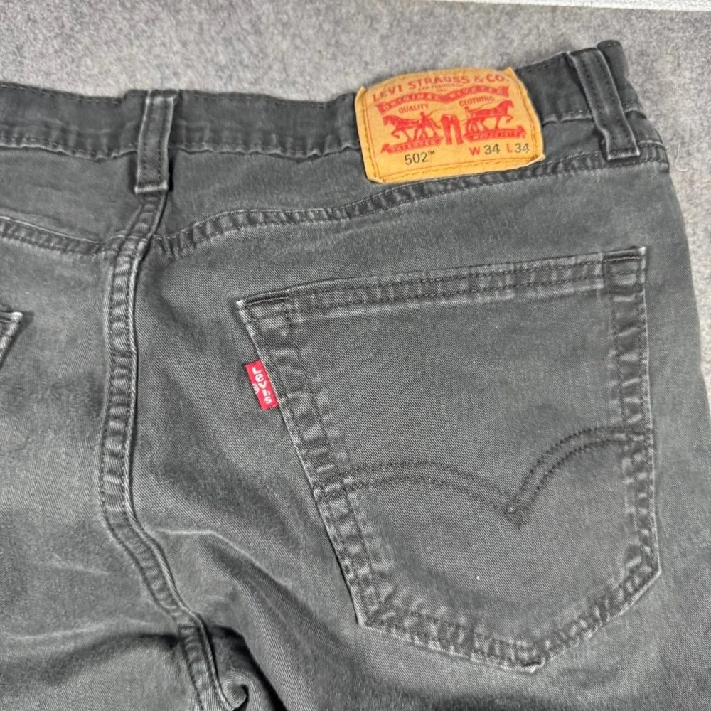 Levis 502 Regular Taper‎ Jeans Mens 32x29 Charcoal Gray WaterLess Denim Pants